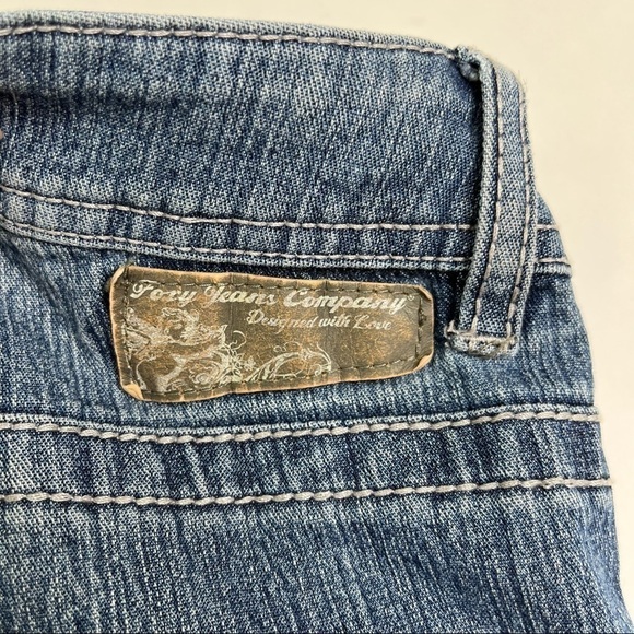 VINTAGE Y2K Foxy Jeans Farrah Super Flare Jean Blue Medium Washed Whisker Jeans - Picture 12 of 16